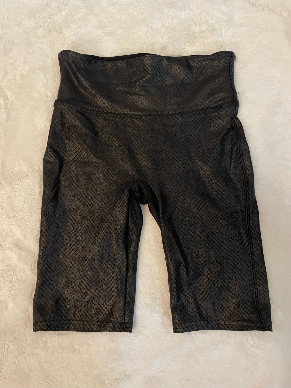 High-Waist Spanx Women’s Black Textured Biker Shorts